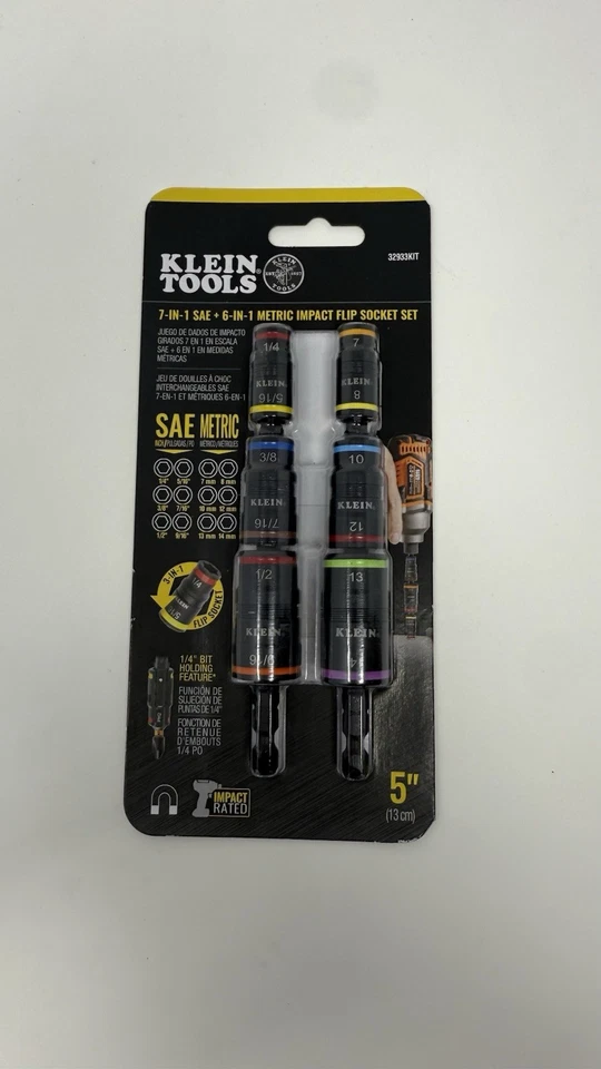Klein Tools 7 en 1 SAE + 6 EN 1 enchufes abatibles de impacto métrico + soporte para brocas 32933KIT Foto 2 de 4