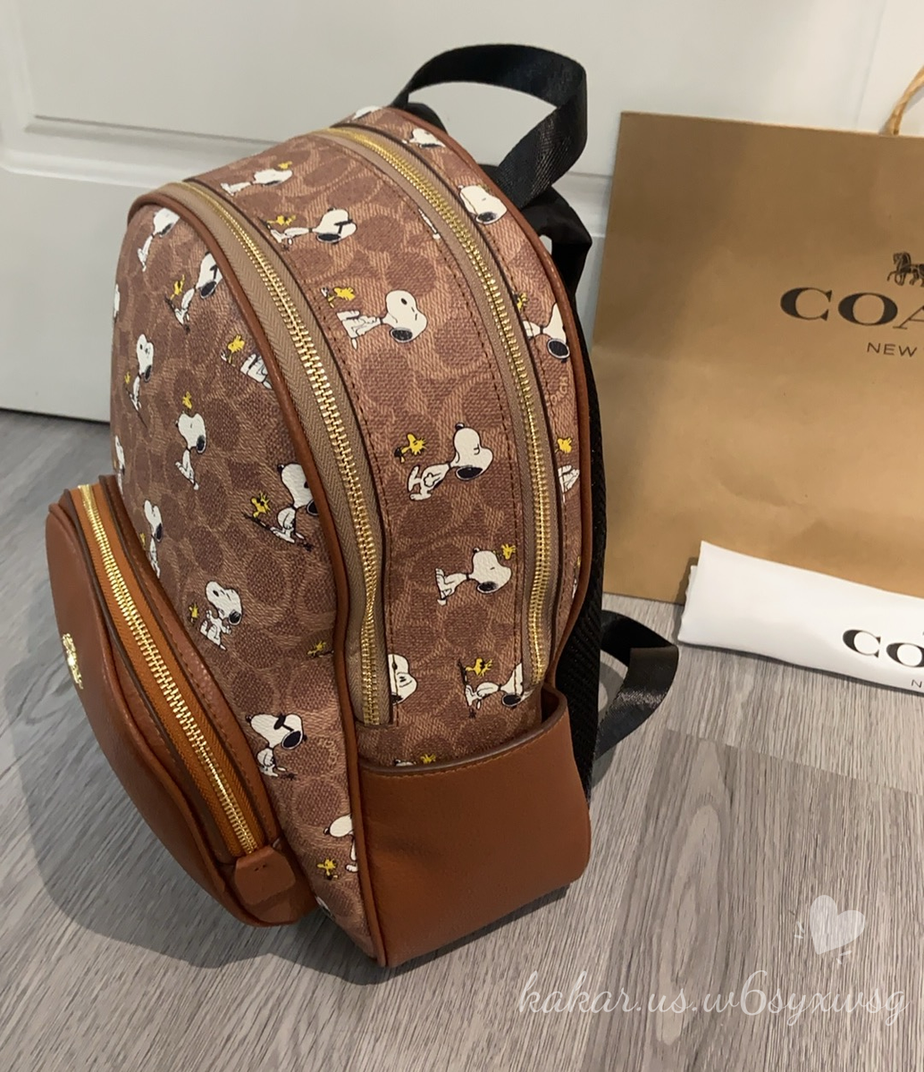 Coach Snoopy Classic Canvas/Leather Zippered Cartoon Backpack 27