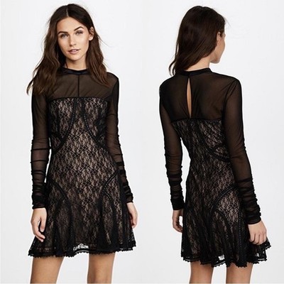 ALEXANDER WANG Black Lace Cocktail Dress Stunning Details Size 2