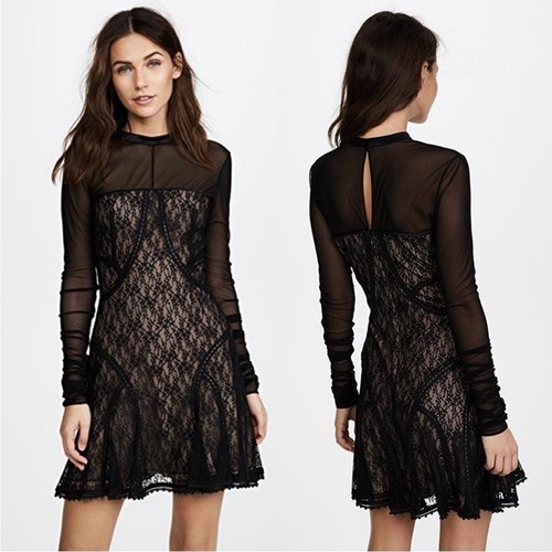 ALEXANDER WANG Black Lace Cocktail Dress Stunning Details Size 2