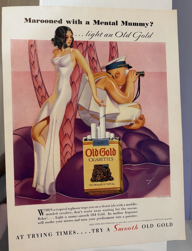 Trío de anuncios de revista vintage de cigarrillos dorados antiguos 1935 Foto 4 de 4