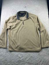 G H Bass  Co Men's Pullover Sweater Fleece XL Long Sleeve 1/4 Zip Light Tan