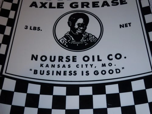 VINTAGE SAMBO AXLE GREASE NOURSE BLACK BOY GRAPHICS 12" METAL GASOLINE OIL SIGN!