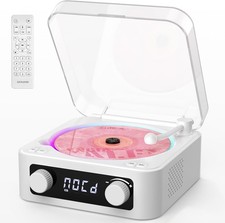 Portable Desktop CD Player with Built-in Speakers, FM Radio, USB-C  Display  