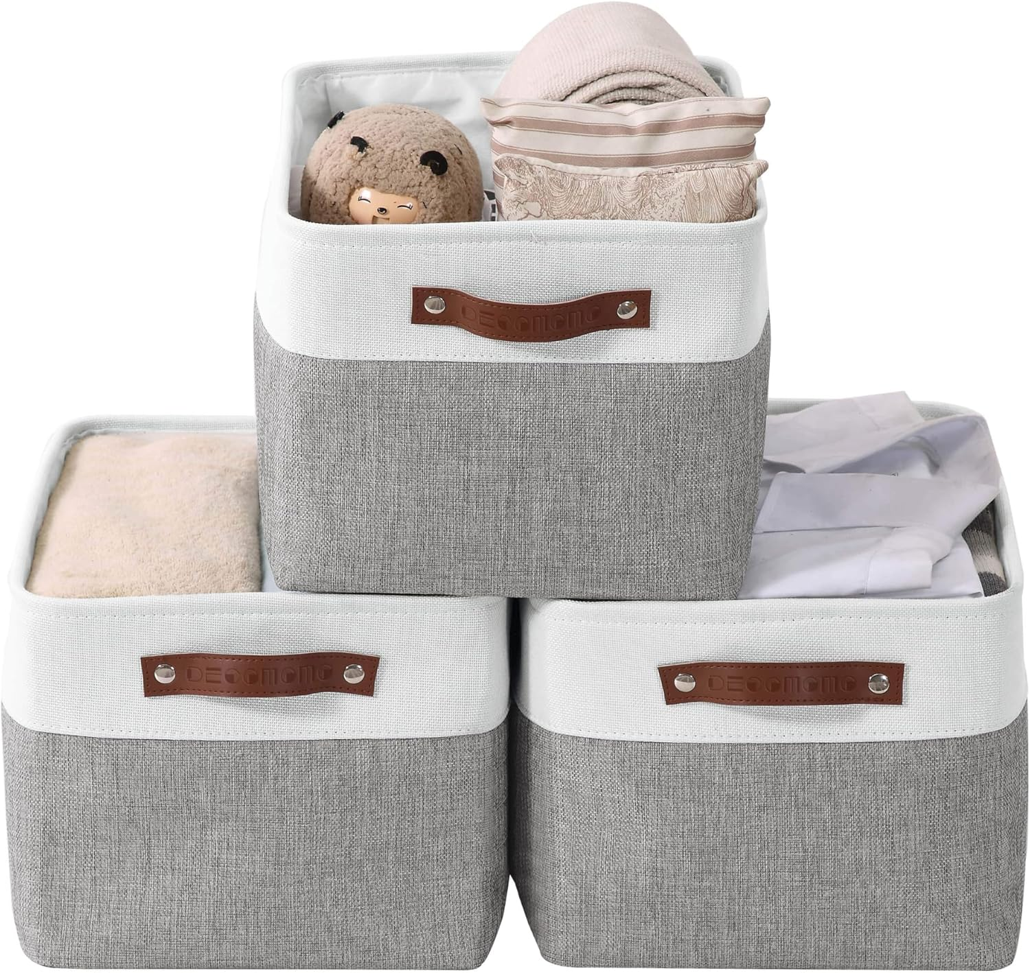 Storage Baskets for Shelves - Fabric Storage Bins, Linen Closet Organizers and S-image