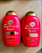 NEW 2 OGX Bond Protein Repair Lightweight Shampoo + Conditioner, 13 oz EA