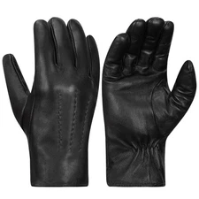 Men's Leather Winter Gloves Rabbit Fur Lined Soft Genuine Leather Gloves KM047US
