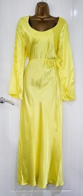 River Island Damen Gr. 12 Gelb Satin Slip Maxikleid Anlass Sommer Party
