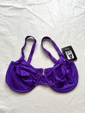 Vintage 90s bikini top D cup Domingo purple shiny underwired unlined swim