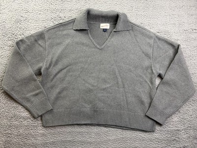Universal Thread Sweater Womens XXL Gray Collared V Neck Knit Pullover
