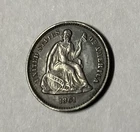 (B) Beautiful Example Of A 1861 SEATED LIBERTY SILVER HALF DIME  ACTUAL COIN