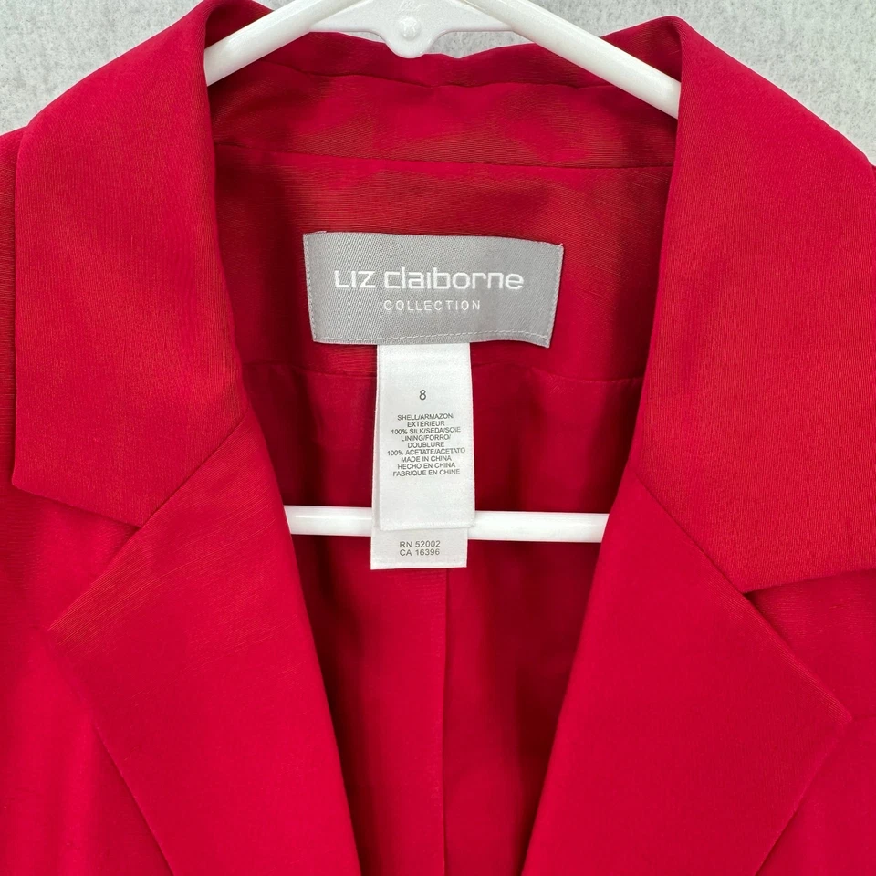 Liz Claiborne Blazer Falda Traje Mujer 8 Rojo Seda Colección LCMU4032 Oficina Nuevo con Etiquetas Foto 3 de 4
