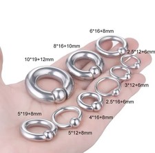 2MM-10MM EDELSTAHL BCR PIERCING RING GEBOGEN PRINZ ALBERT HELIX INTIM CBR SILBER