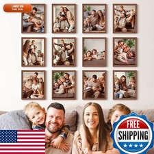 Renditions Gallery Set of 12 8X10 Custom Photo Prints Real Wood Frames Brown