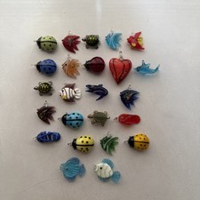 Vintage Lot 24 Hand Blown LAMP WORK Glass Beads Charms Pedants