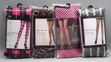 Leg Avenue Lot of 4 Pantyhose Tights Hot Pink Plaid Fishnet Leopard Print Net