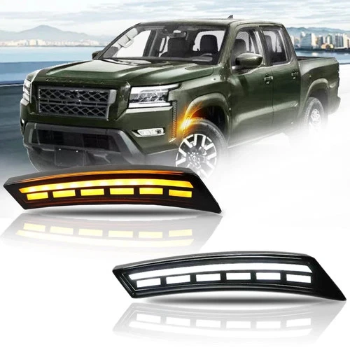 Smoked LED Front Bumper Wheel Side Marker Lights for 2022 2023 2024 Nissan Fr... video thumbnail