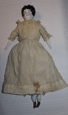 Antique German doll, Hertwig 2, china head, hands, feet, soft body, costume