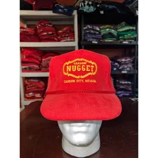 Vintage Carson City Hat Nevada Carson Nugget Casino Slots Corduroy Red Cap OS