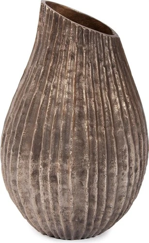 Organic Grooved Aluminum Vase in Antique Bronze - Picture 1 of 6