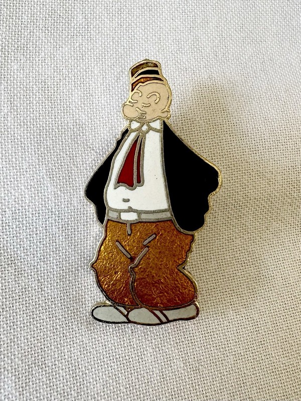 Vintage Wimpy Enamel Lapel Pin 1980s Popeye Character Hamburger Man Cartoon