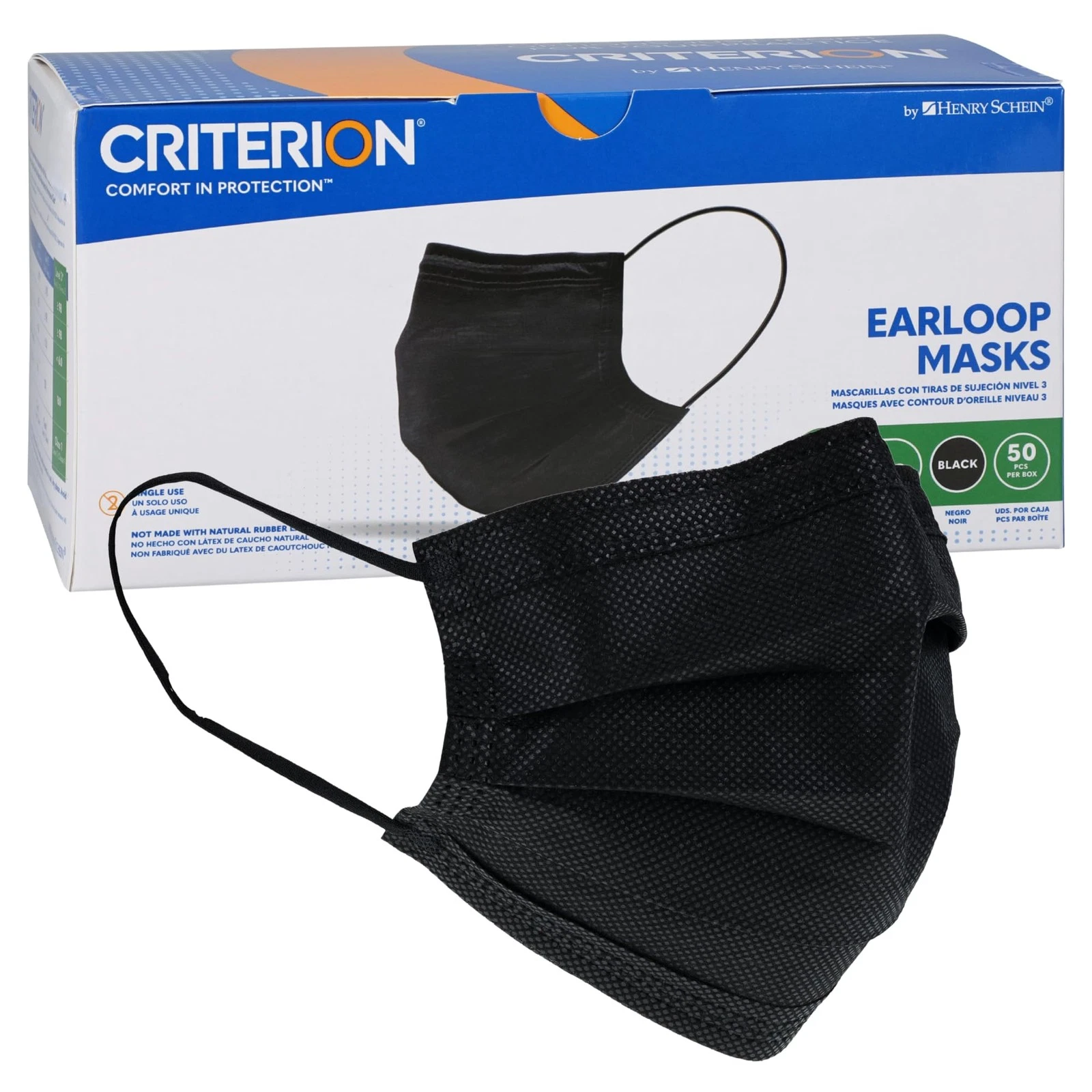 Criterion ASTM Level 3 Disposable Face Mask – Black, 3-Ply, Fluid Resistant, ...
