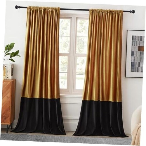 Velvet Curtains for Living Room Gold 52"W x 120"L (Pack of 2) Gold
