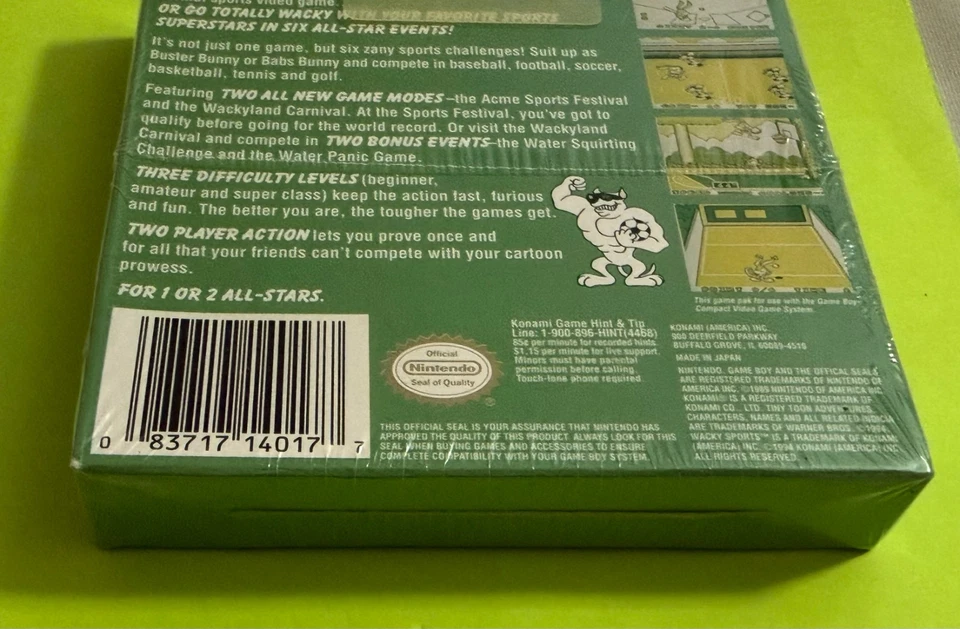 Tiny Toon Adventures Wacky Sports (Nintendo Game Boy 1994) New/Sealed/Protector - Image 3 of 4
