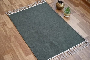 Small 2'x3' Cotton Bathroom Rug - Washable Farmhouse Entryway Kitchen Mat