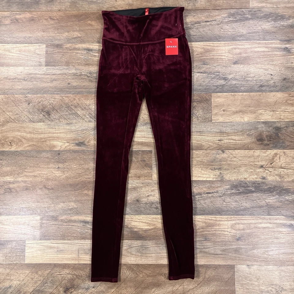 Spanx Leggings Womens Small Red Velour Velvet Pull On Lot Of 2 NEW - Image 2 of 4
