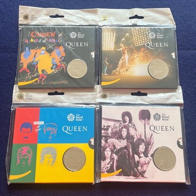 2020 QUEEN £5 COIN MUSIC LEGENDS FULL SET X4 ROYAL MINT BRANDNEU UNGEÖFFNET 2E774