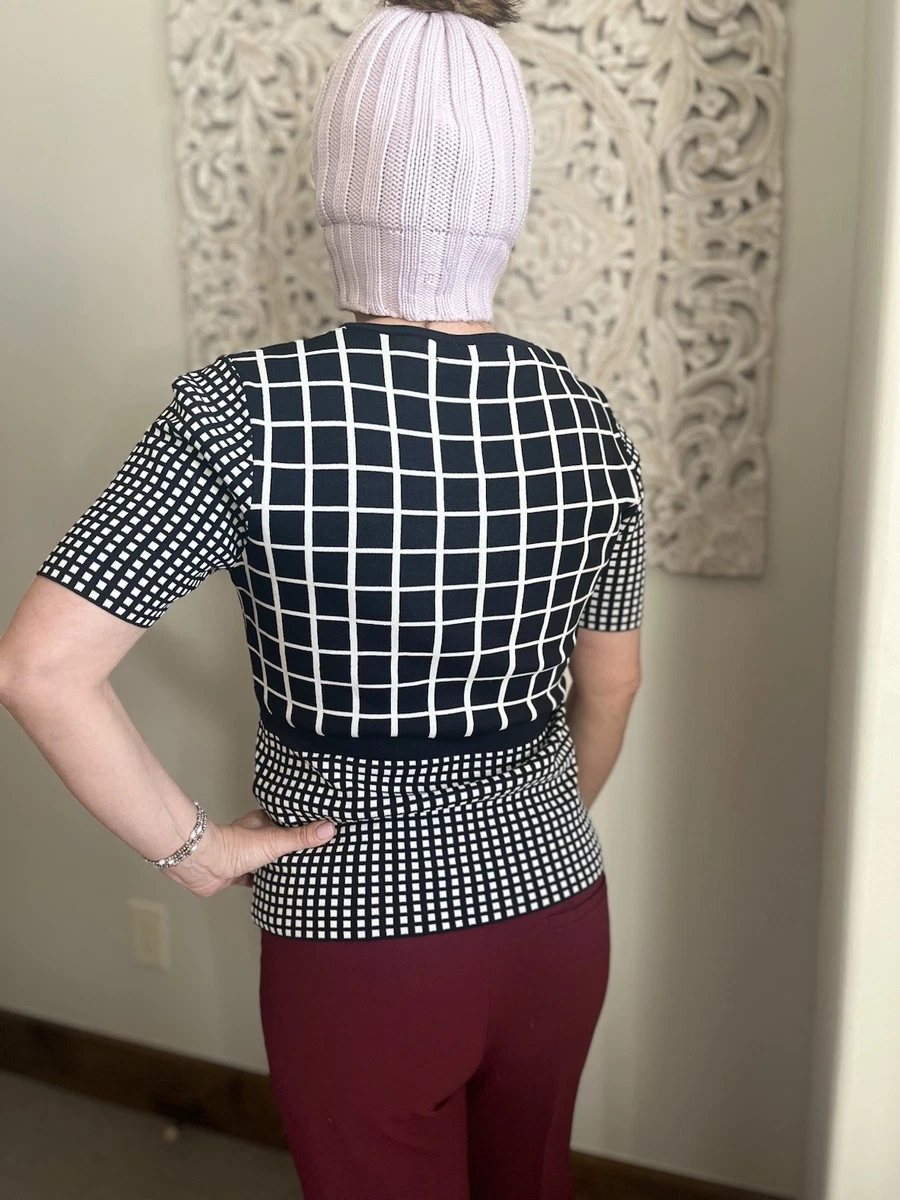 Cardigan Karen Millen Bleu à Rayures Noir Et Blanc - Demi-manches - Taille 1 - Occasion Très Bon état
