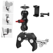 Camera Clamp Mount with Dual Ballhead Magic Arm, Aluminum Camera Mount Super
