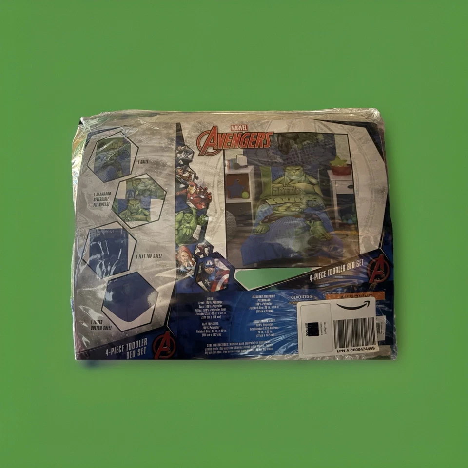 Juego de cama de 4 piezas para niños pequeños Marvel Avengers The Incredible Hulk Foto 2 de 4
