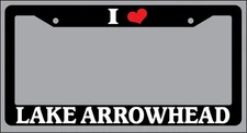 Black License Plate Frame "I Heart Lake Arrowhead" Auto Accessory 1517