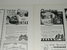 1938 Contax camera advertisementss x2, Carl Zeiss Inc, Super Ikonta