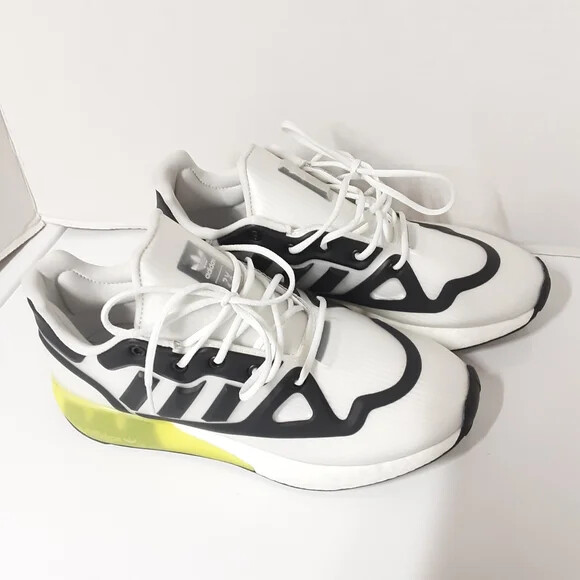 ひー NWOB Adidas Mens ZX 2K Boost Futureshell Shoes White Acid Yellow
