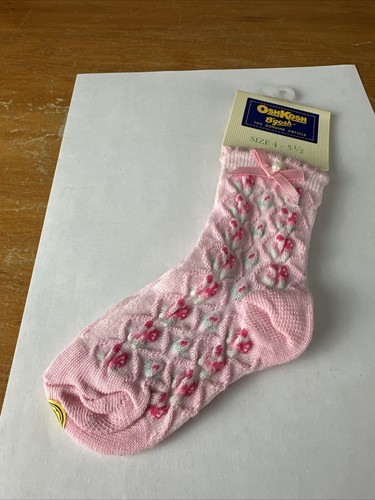 VTG 1994 Oshkosh B'gosh Pink Socks 4-5 1/2 Bows Faux Pearl Accents New Rare - Picture 3 of 6