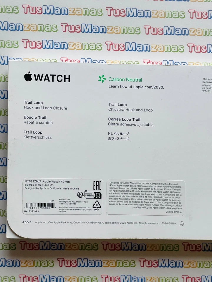 CORREA ORIGINAL APPLE WATCH TRAIL LOOP AZUL / NEGRO M/L ULTRA 3 2 SERIES 11 46mm - Imagen 4 de 4