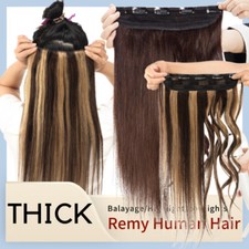 THICK Clip In 100 Human Remy Hair Extensions Weft Full Head One Piece Straight