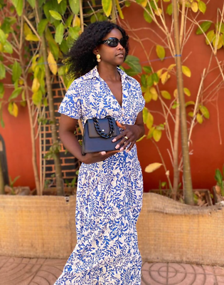 Zara Blue \u0026 White Cutwork Embroidered Floral Midi Dress Size M Bloggers  3077/615 | eBay UK