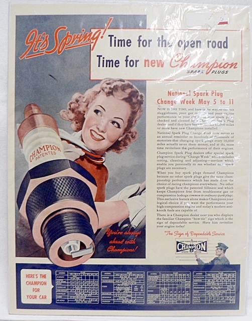 VINTAGE MAGAZINE AD CHAMPION SPARK PLUGS | eBay