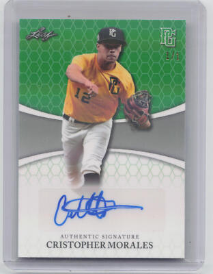 2022 Leaf Perfect Game #BA-CM6 Cristopher Morales Holo Green Auto 1/1