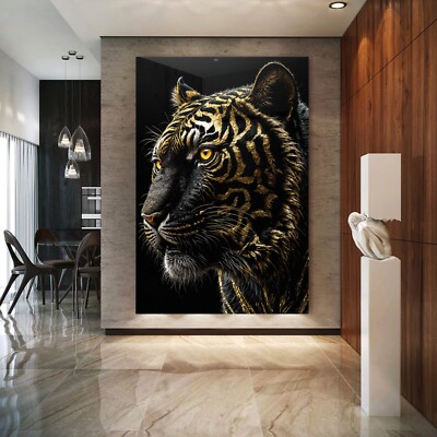   LUXUS GOLDEN TIGER TIER, WANDBILD KUNSTDRUCK LEINWAND, ACRYLGLAS, POSTER DEKO