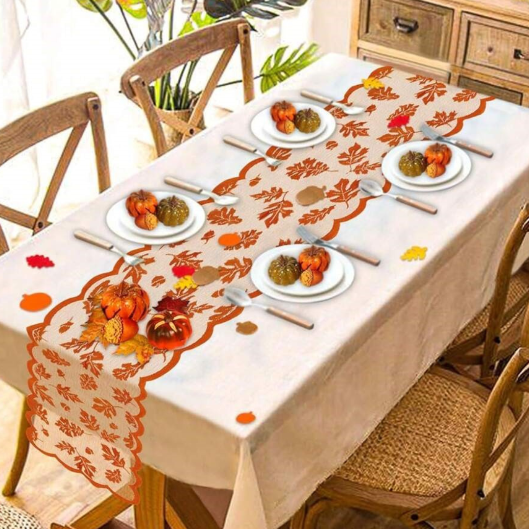 Thanksgiving Table Runner with Maple Leaves Autumn Table Runner Maple Leaf 1 Pc
