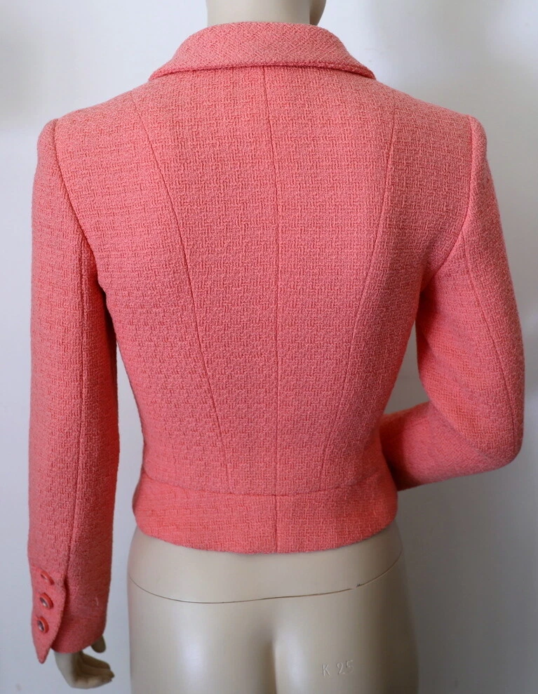 BLAZER GIACCA IN TWEED CHANEL 1995 ICONICA VINTAGE BARBIE ROSA 34 PEZZO DA COLLEZIONE!