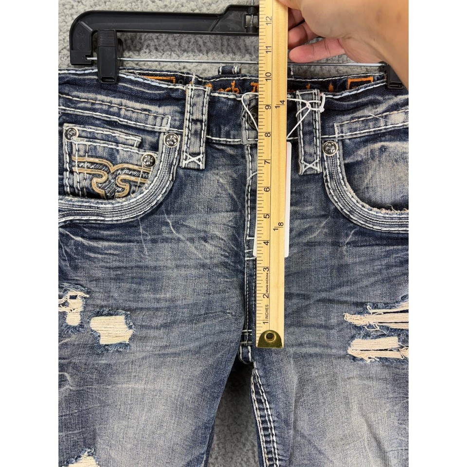 Rock Revival Distressed Denim Jeans Shorts Mens 29 Blue Wash Saffron NEW W/TAG eBay