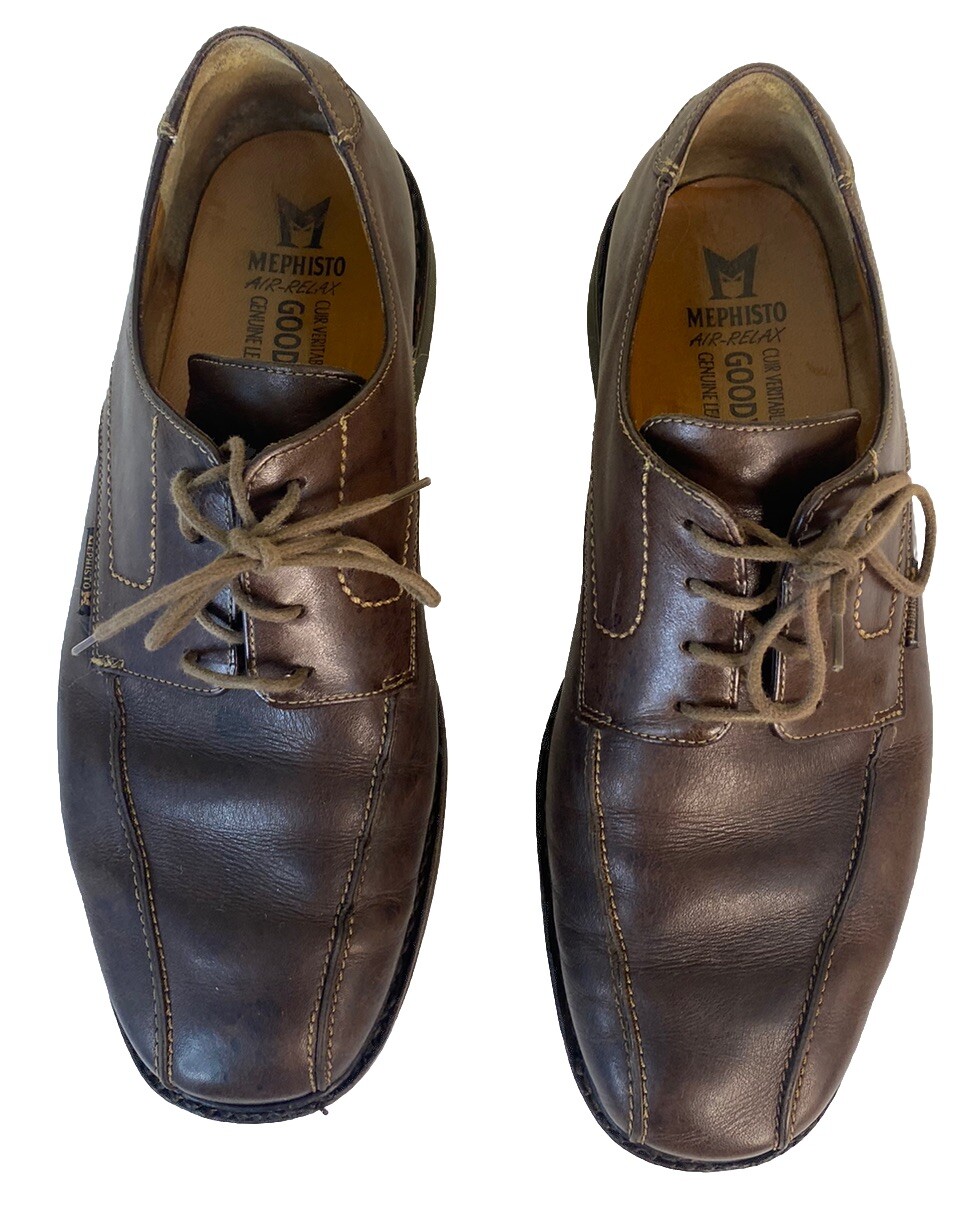 SAOLA Scarpe Mephisto Uomo Taglia 10 Marrone Air Relax Goodyear Welt Punta Bici