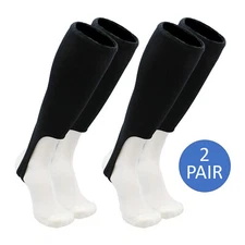 TCK 7-inch Youth Baseball Stirrups - Lot of 2 Pairs (Black, Small for ages 8-12)