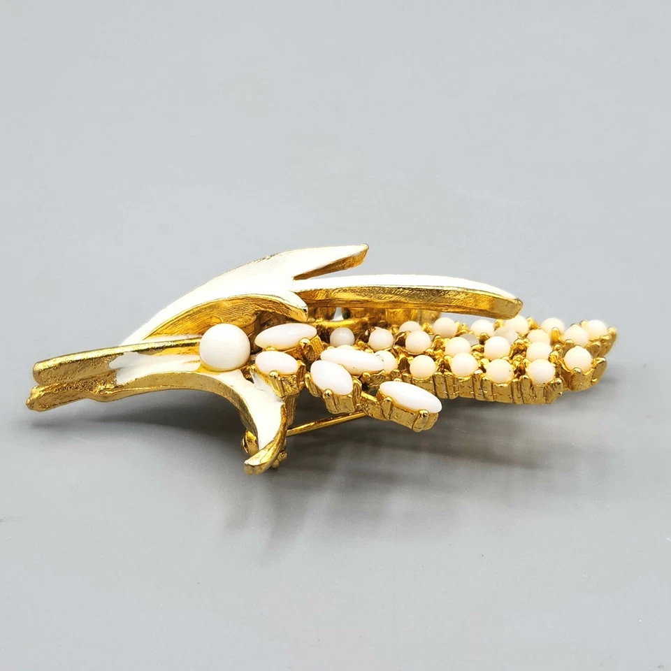 Broche de cola de gato Arthur Pepper ART cabina de vidrio leche blanco esmalte tono dorado Foto 4 de 4